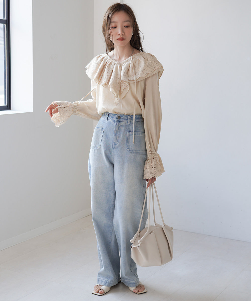 BIG COLLAR LACE BLOUSE