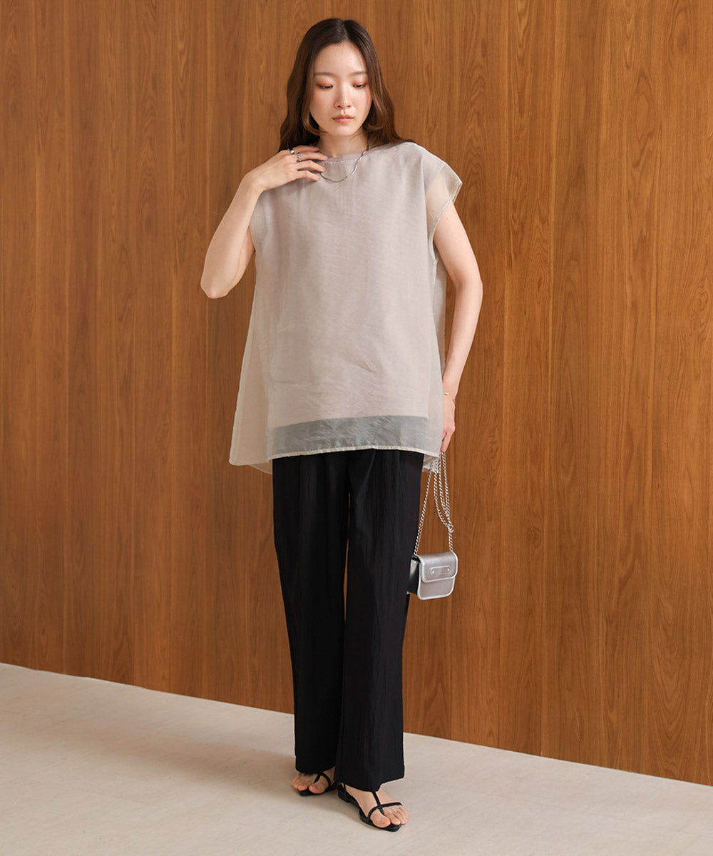 SHEER LAYERED NOSLEEVE TOPS
