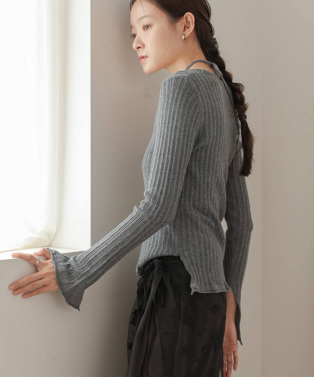 Front Ribbon Knit Top