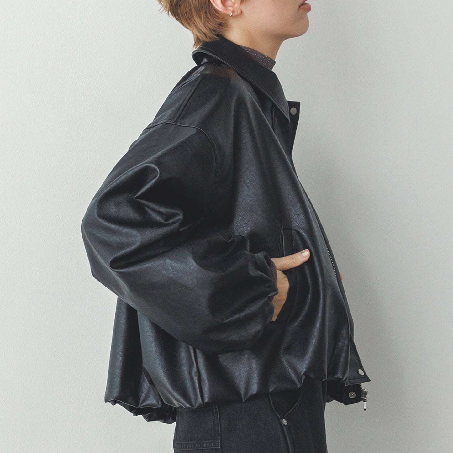 Faux Leather Balloon Jacket