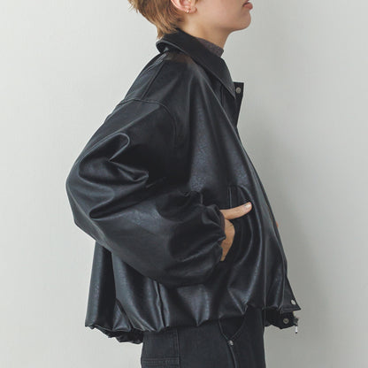 Faux Leather Balloon Jacket