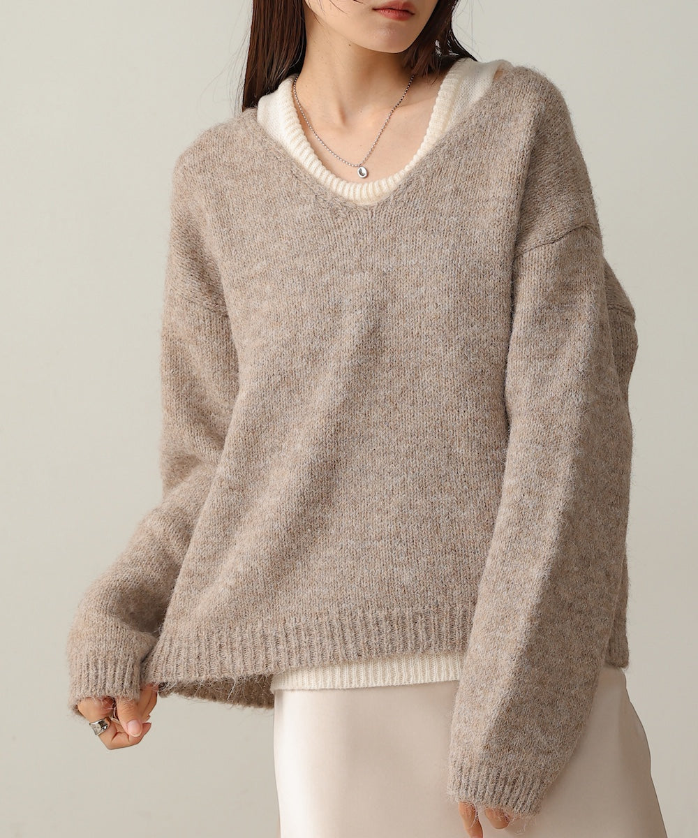 V-neck Knit Pullover with Tank