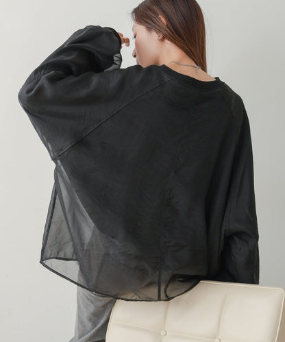 Sheer Layered Fleece Sweatshirt