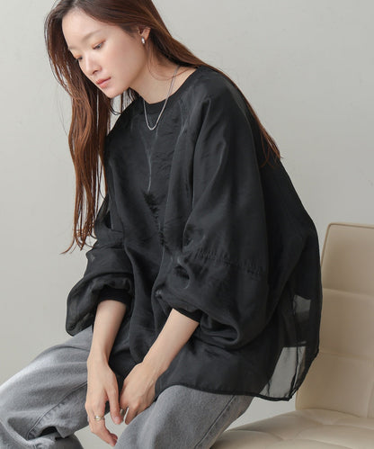 Sheer Layered Fleece Sweatshirt