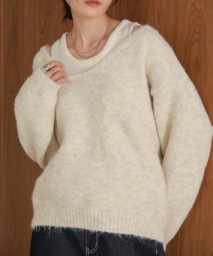 V-neck Knit Pullover with Tank