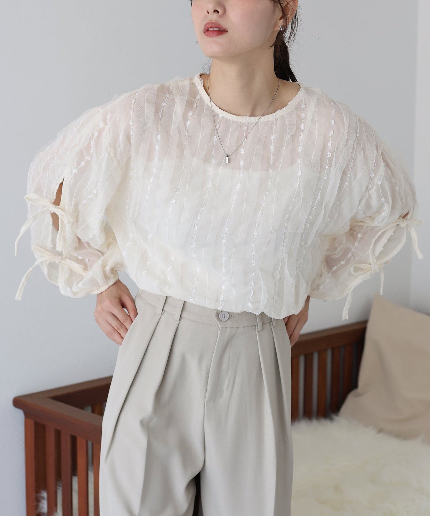 Tulle Lace Sheer Blouse