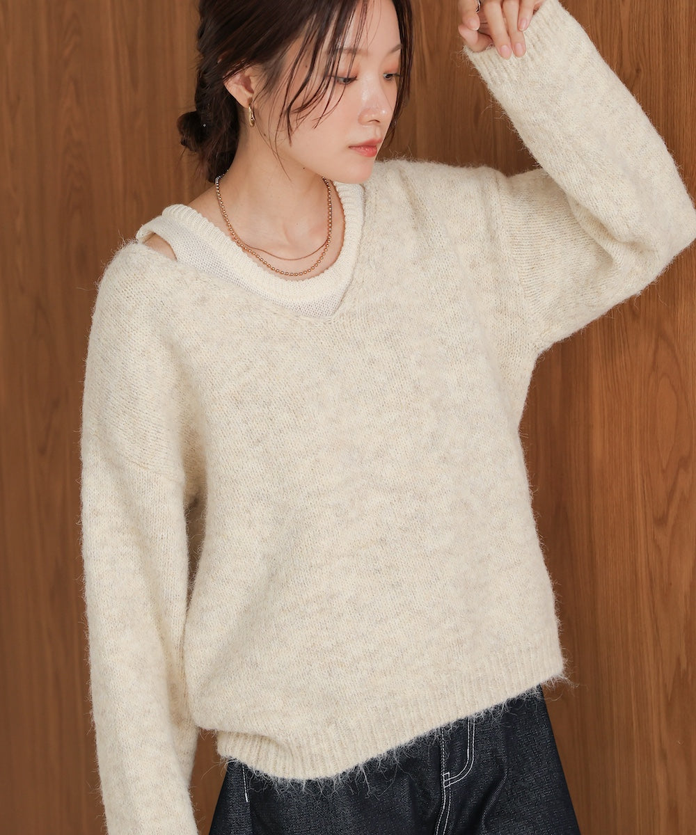 V-neck Knit Pullover with Tank