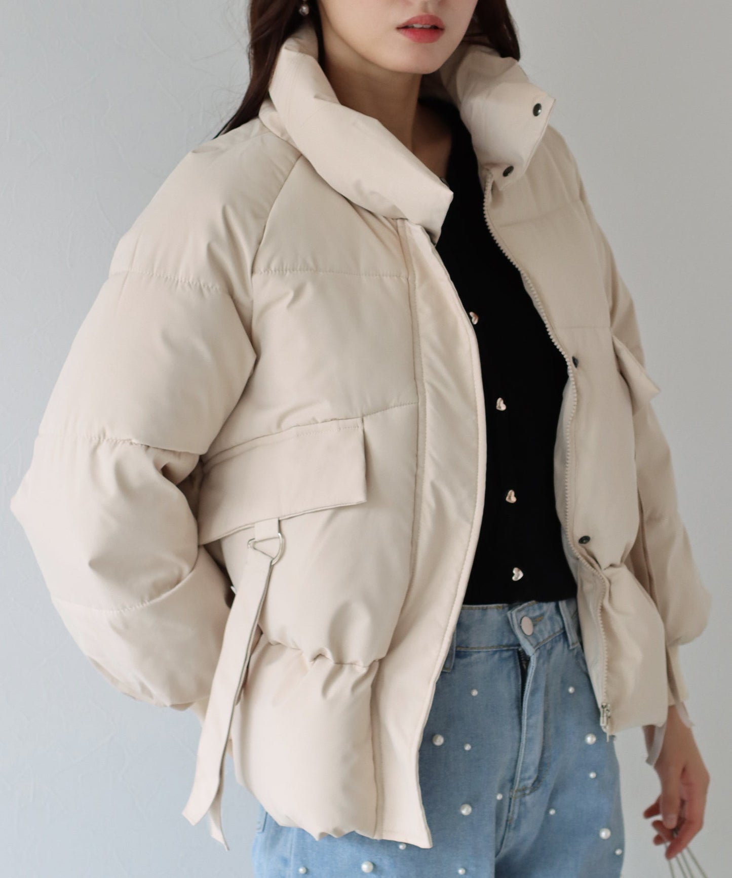 Side Ribbon Padded Down Jacket