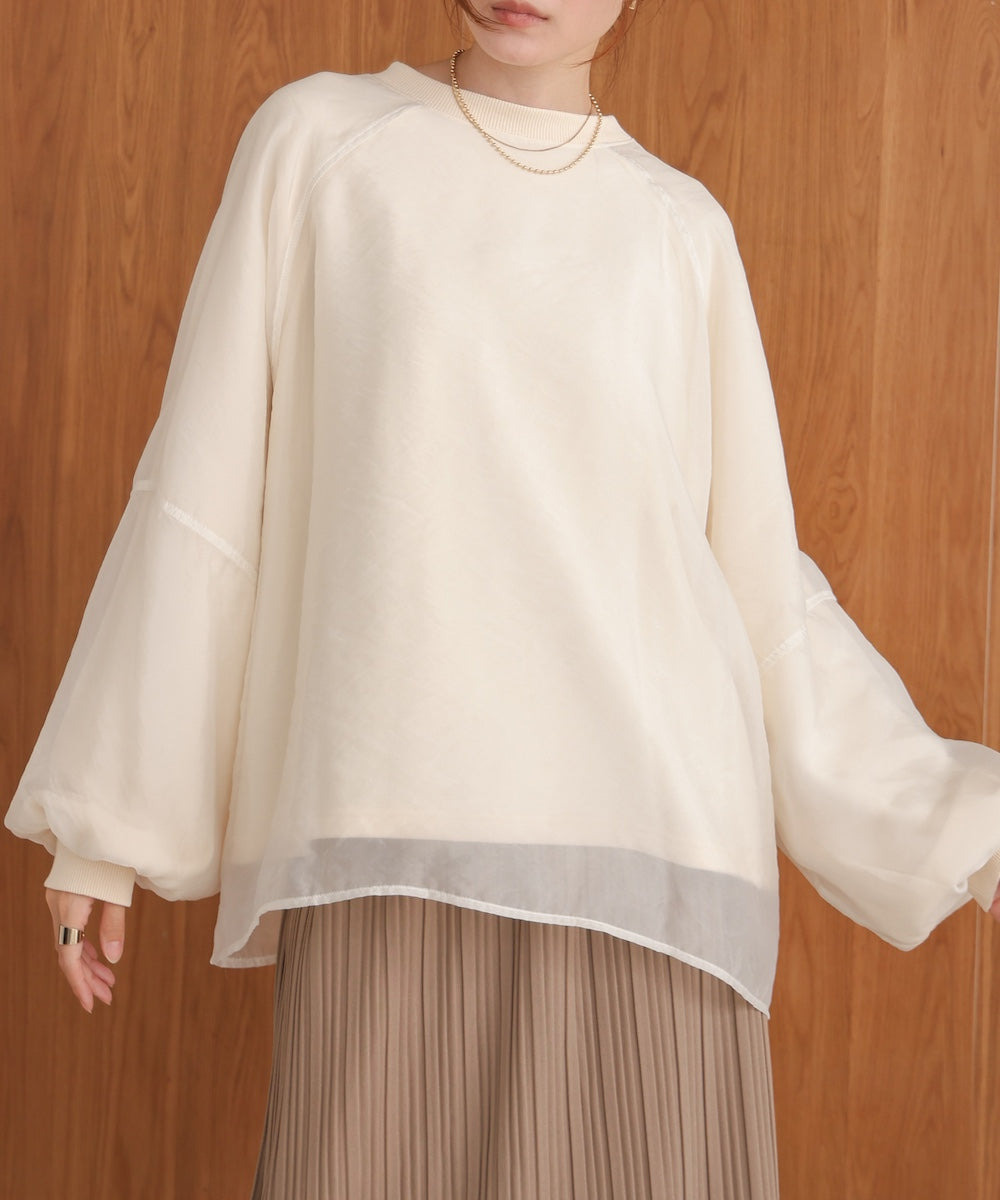 Sheer Layered Fleece Sweatshirt