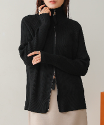 W Zip Rib Cardigan