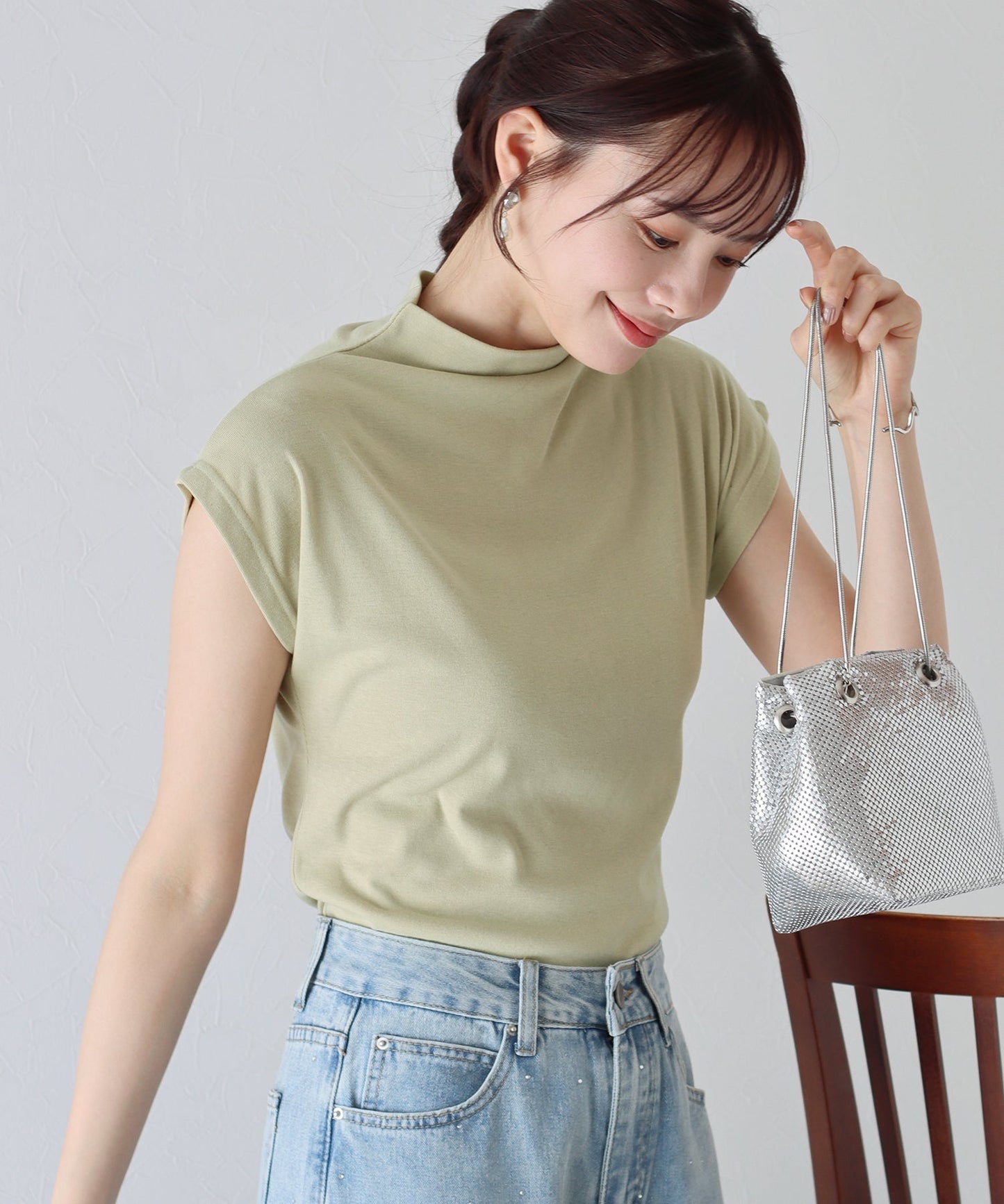High Neck French Sleeve T-shirt