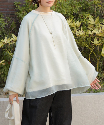 Sheer Layered Fleece Sweatshirt