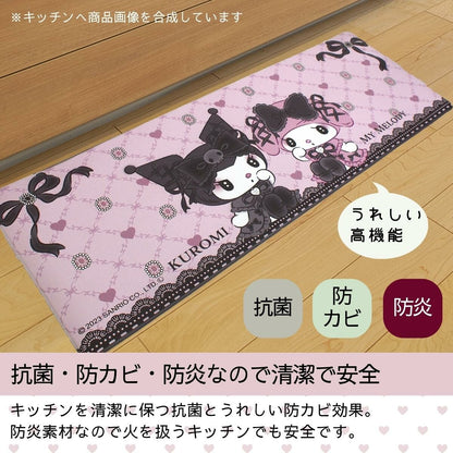 Midnight Melokuro Kuromi My Melody PVC Waterproof Kitchen Mat W45xL120cm 