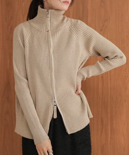 W Zip Rib Cardigan