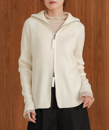 W Zip Rib Cardigan