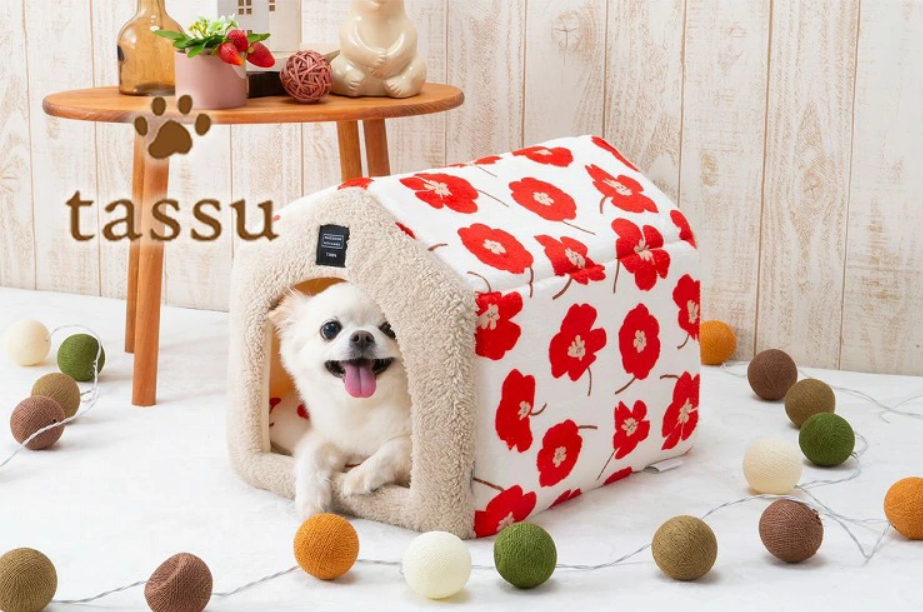 Tassu Flammin 北歐花紋法蘭絨狗屋寵物床