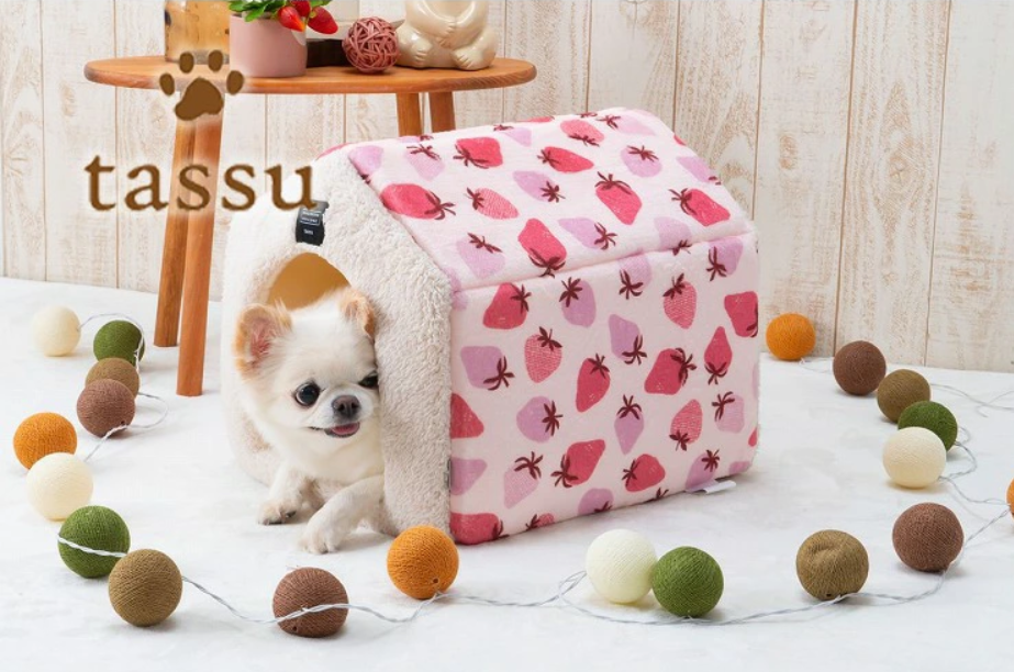 Tassu Flammin 北歐花紋法蘭絨狗屋寵物床