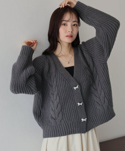 Ribbon Button Cardigan