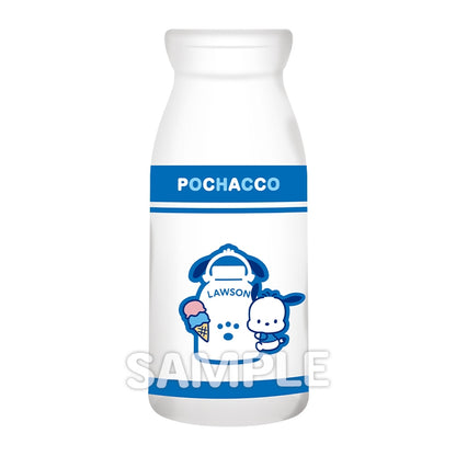 [預購] LAWSON 50週年 X SANRIO  牛奶瓶造型玻璃杯+杯墊套裝
