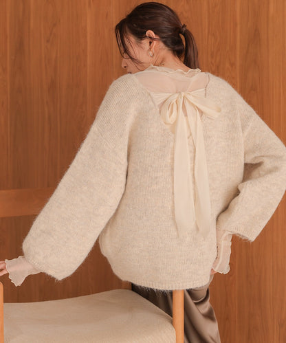 Back Ribbon Knit Pullover