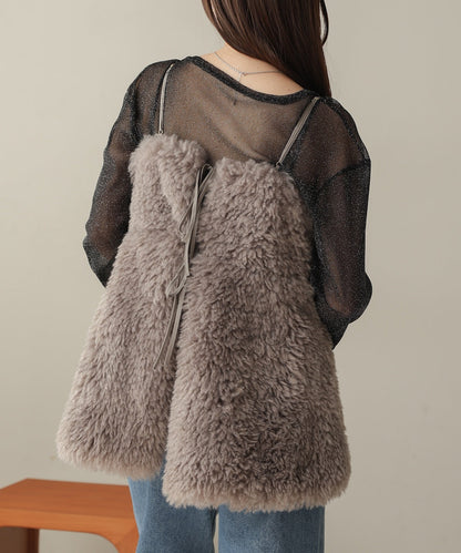 Peplum Fur Cami Vest