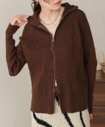 W Zip Rib Cardigan