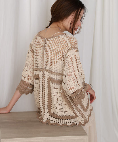 Crochet Short Sleeve Cardigan