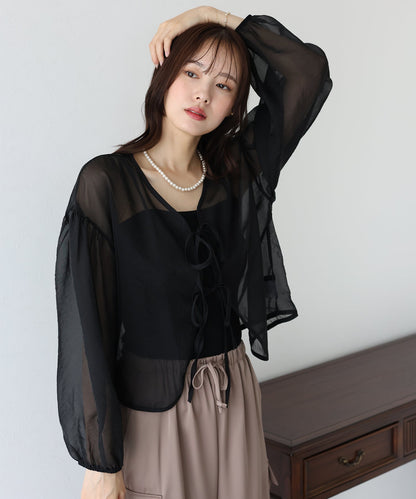 Ribbon Sheer Blouse