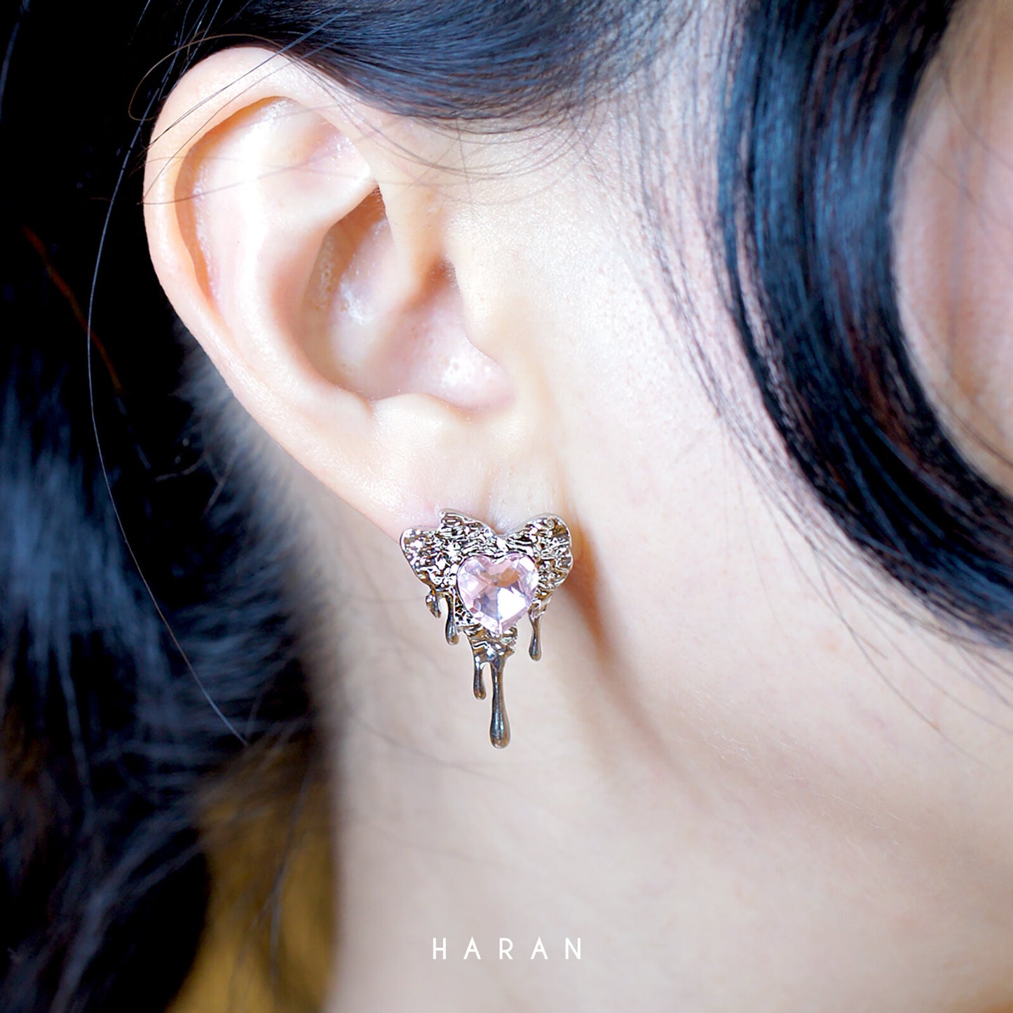 Melt Pink Heart Earrings