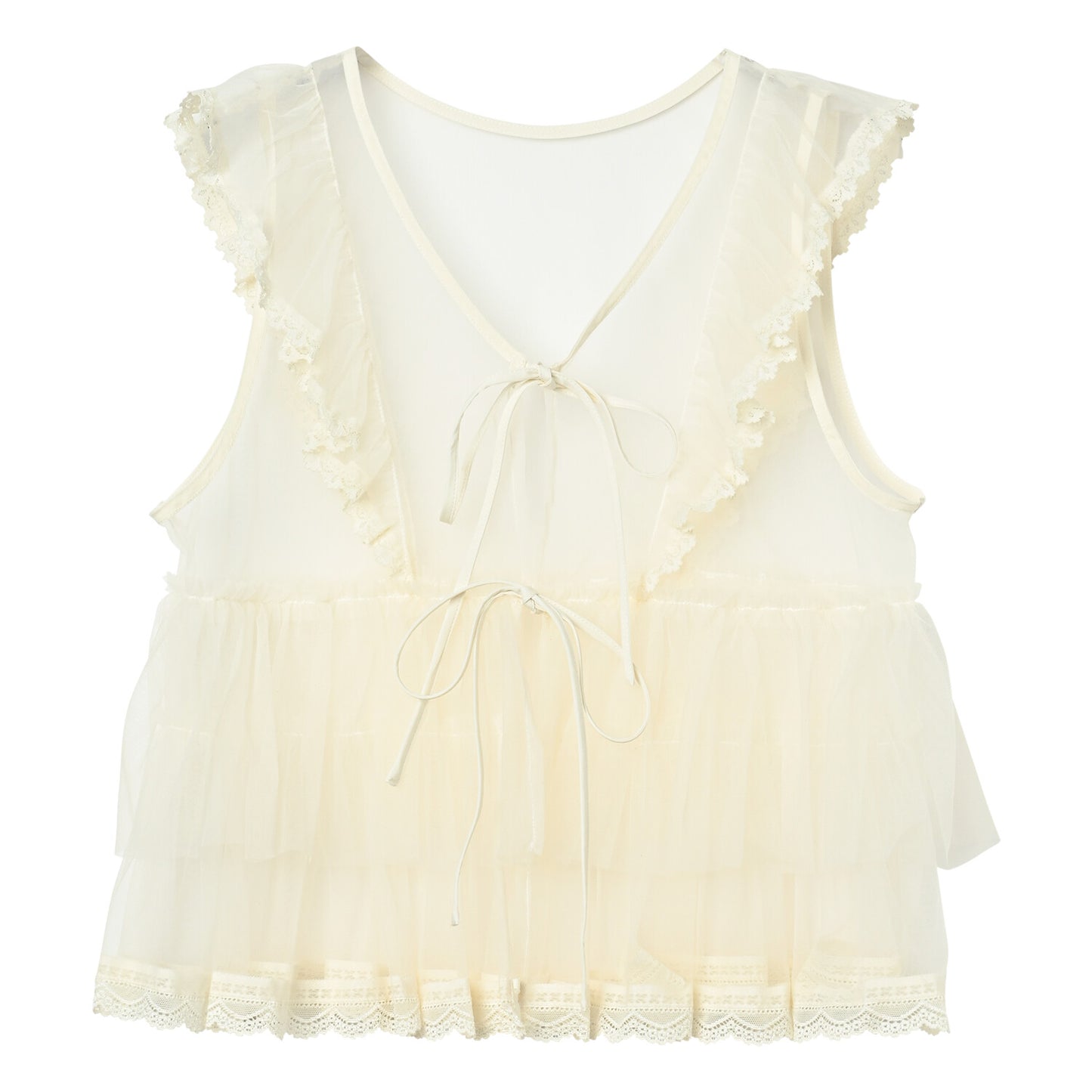 Tulle Frill Sleeveless Blouse