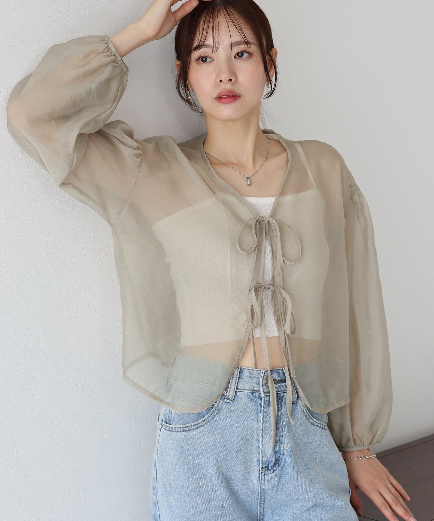 Ribbon Sheer Blouse