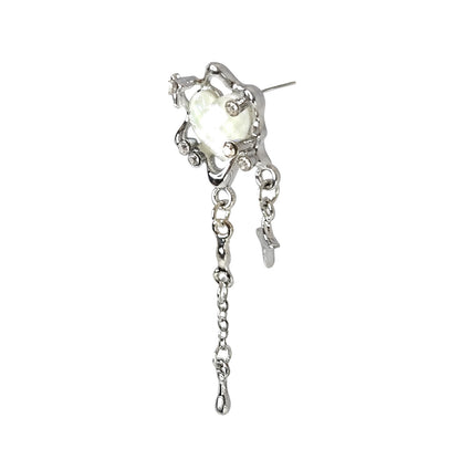 Cloudy Crystal Heart Earrings