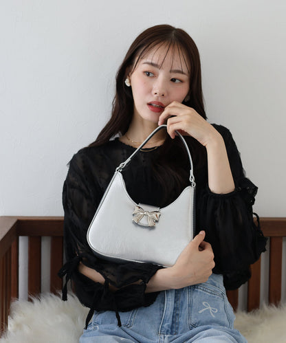 Buckle Ribbon Shoulder Chain Bag