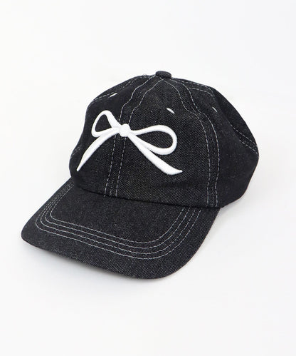 Ribbon Embroidered Denim Cap