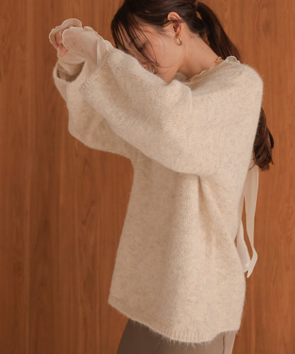 Back Ribbon Knit Pullover