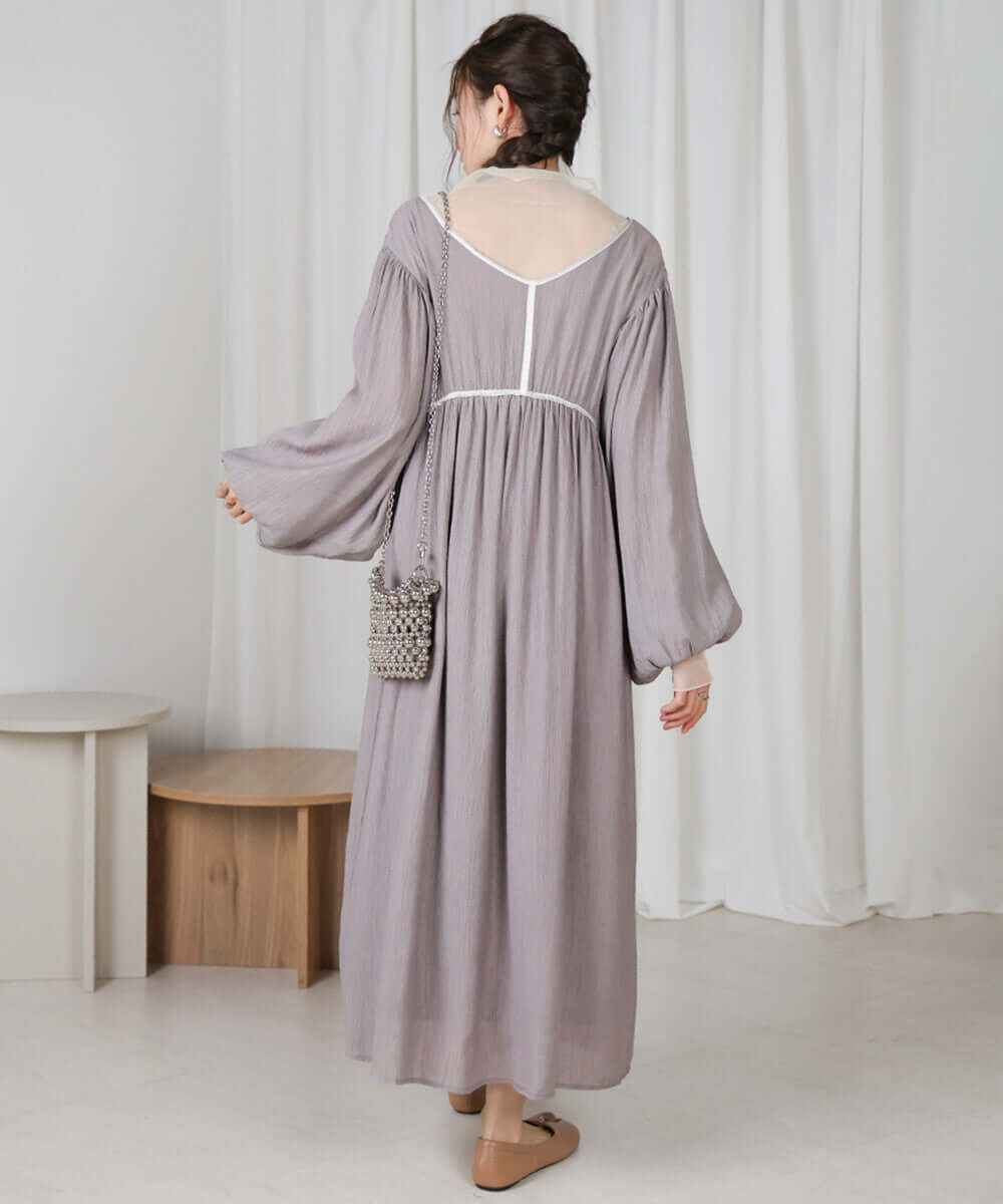 2 Way Sleeve Volume Piping Dress