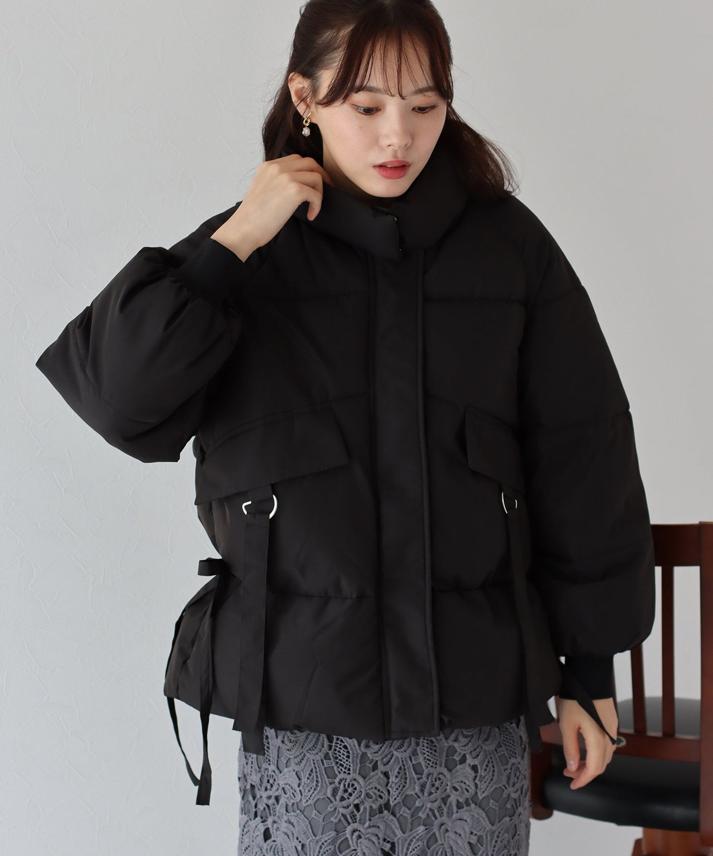 Side Ribbon Padded Down Jacket