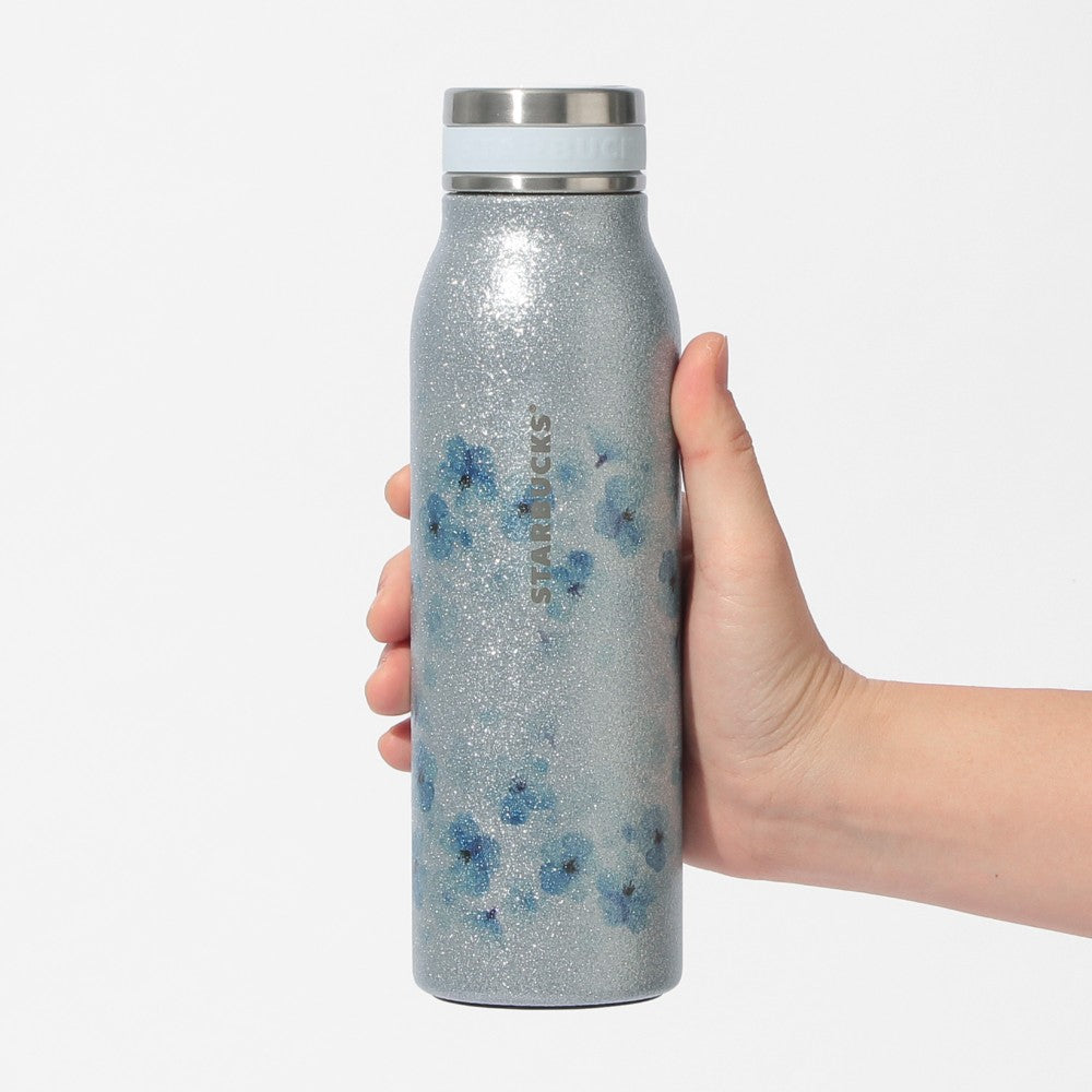 櫻花閃粉保溫瓶 天空藍 444ml