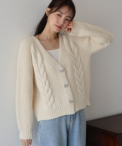 Ribbon Button Cardigan