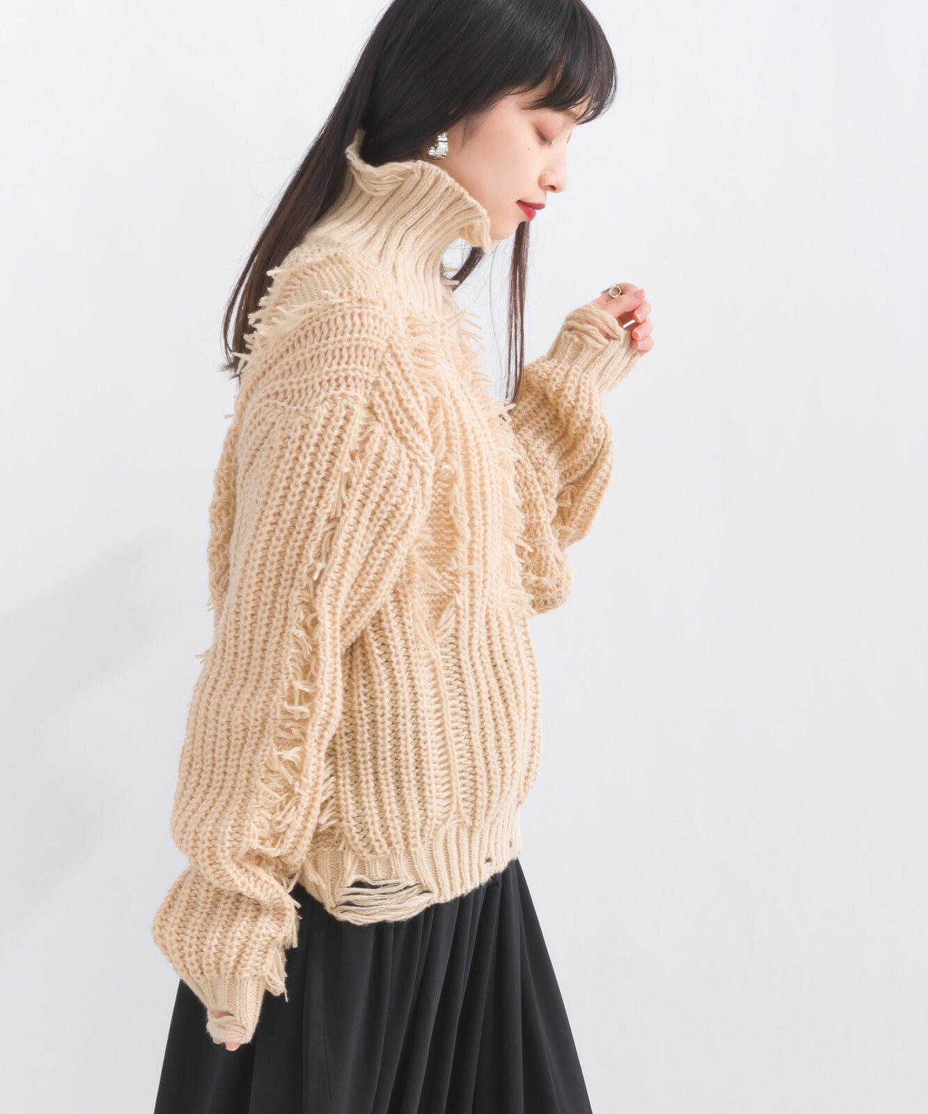 Distressed Fringe Knit Pullover