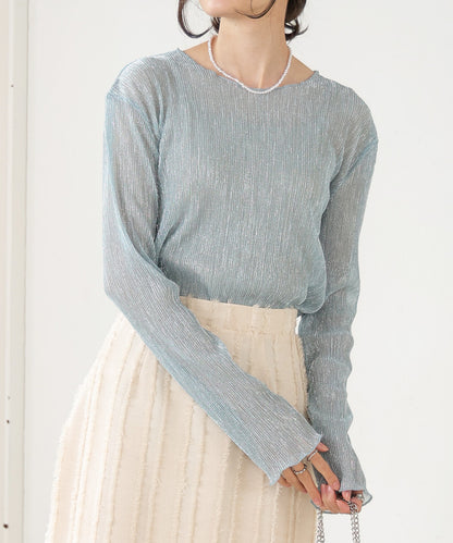 Lamé Pleated Sheer Tops