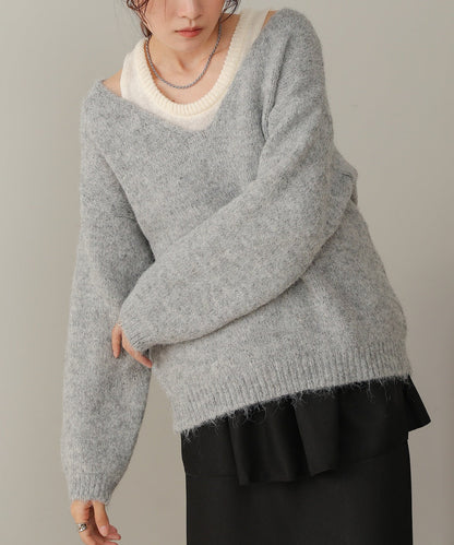 V-neck Knit Pullover with Tank