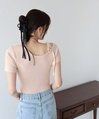 One-Off Shoulder Ribbon Knit