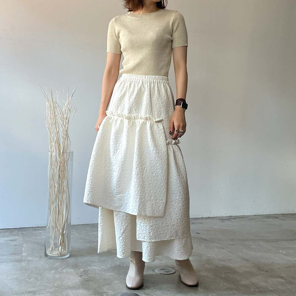 Puffy Jacquard Tiered Skirt