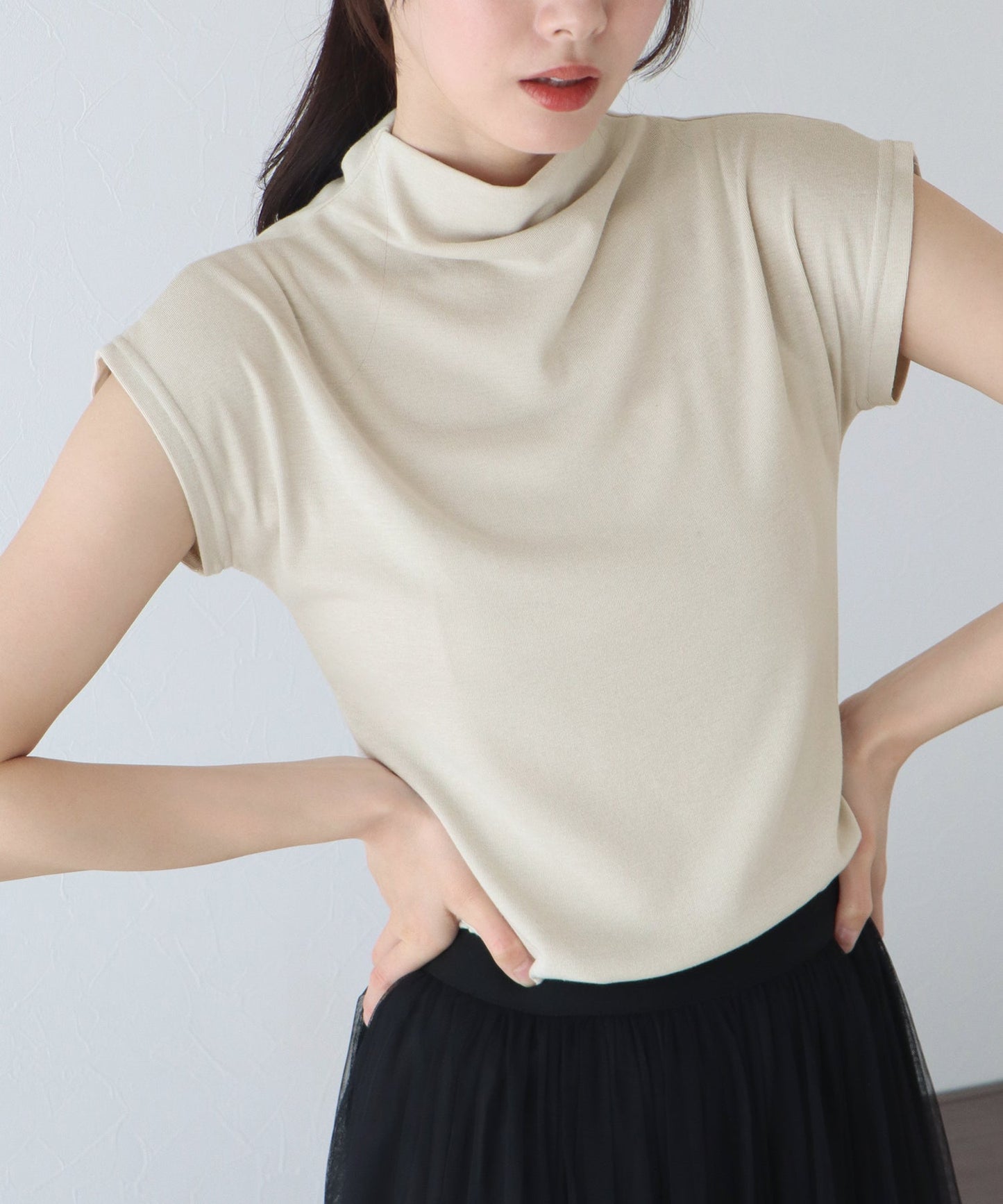 High Neck French Sleeve T-shirt