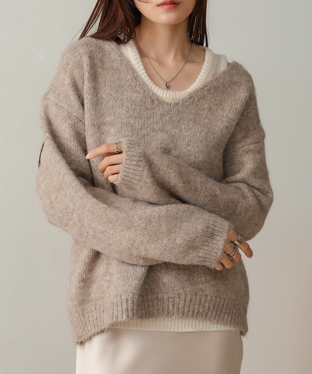 V-neck Knit Pullover with Tank