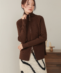 W Zip Rib Cardigan