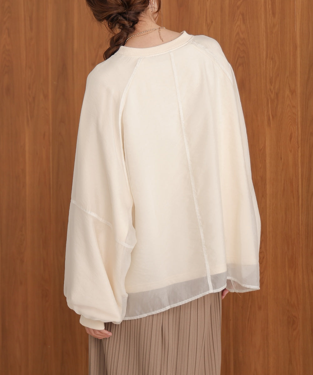 Sheer Layered Fleece Sweatshirt