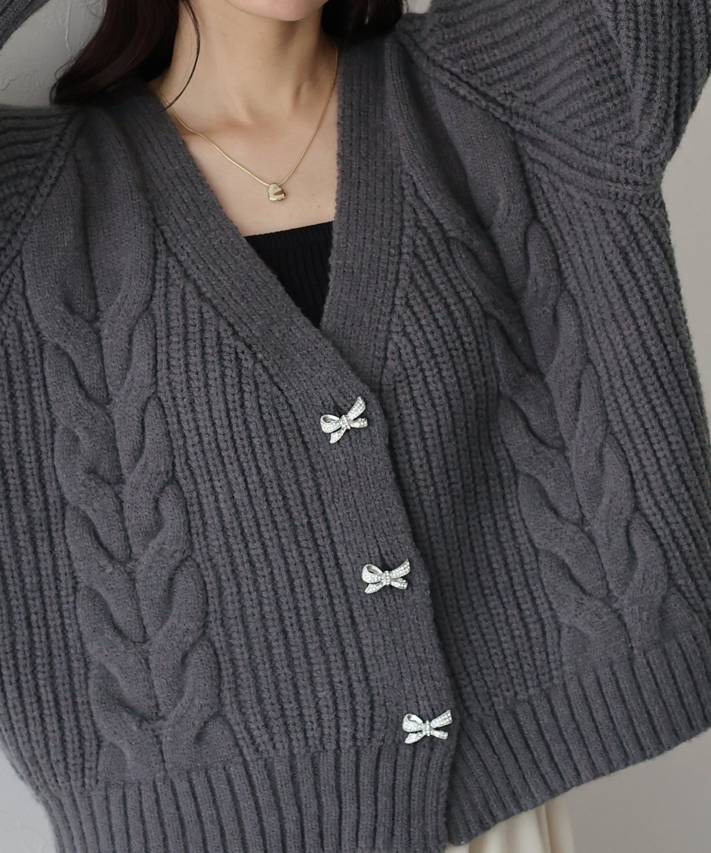 Ribbon Button Cardigan