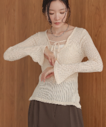 Front Ribbon Knit Top